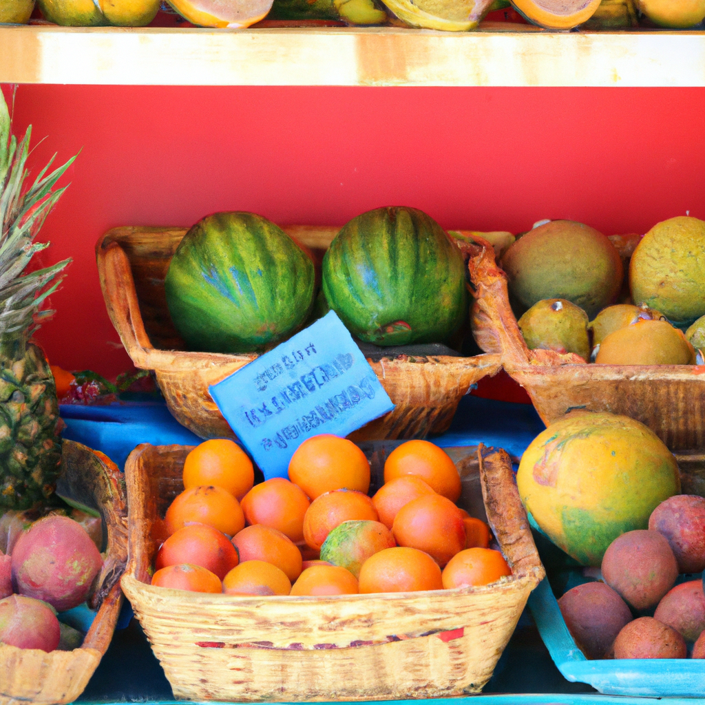 Marché coloré de Guadeloupe, composition minimaliste